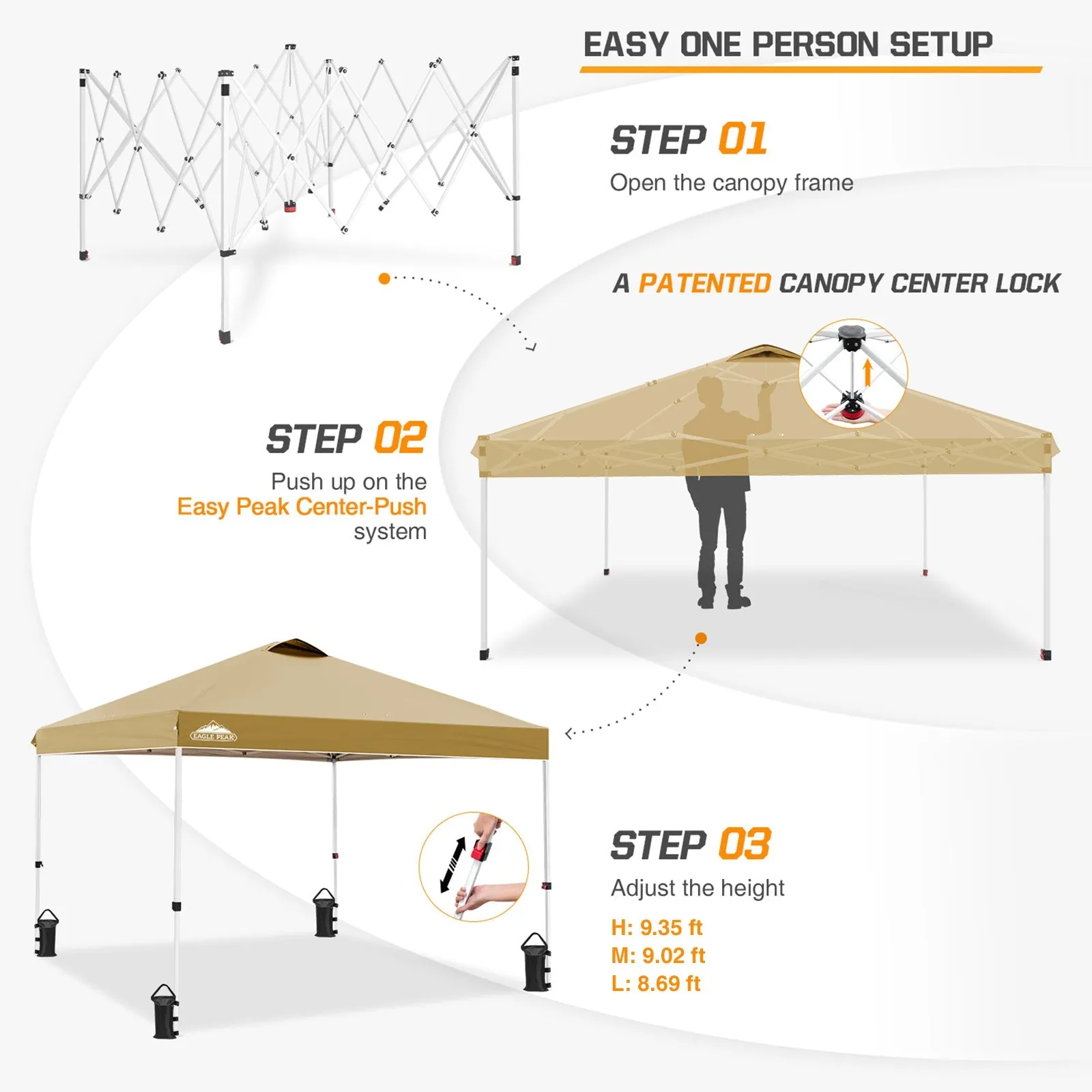 Easy Setup Straight Leg 10x10 Pop Up Canopy Tent w/ 100 sqft of Shade