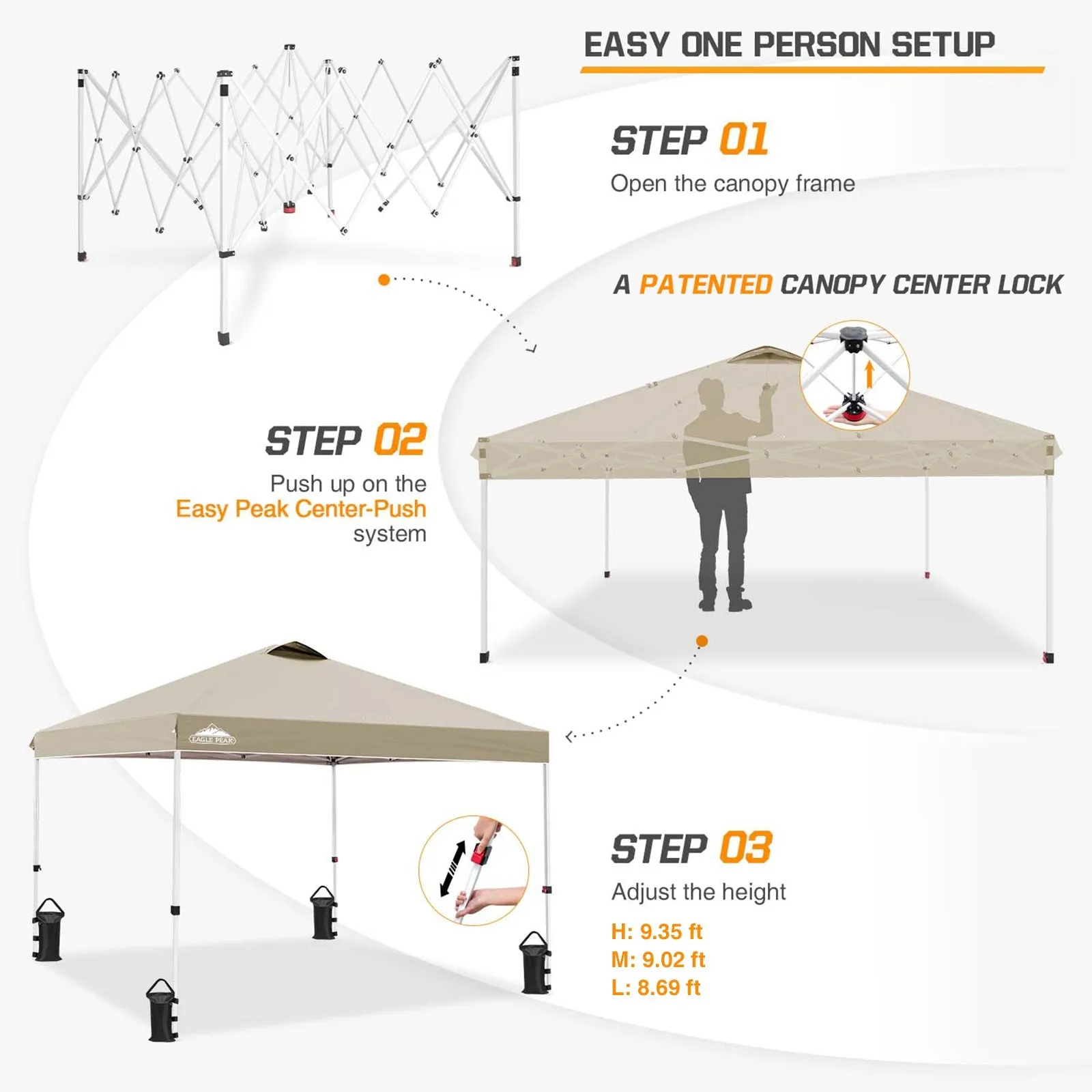 Easy Setup Straight Leg 10x10 Pop Up Canopy Tent w/ 100 sqft of Shade