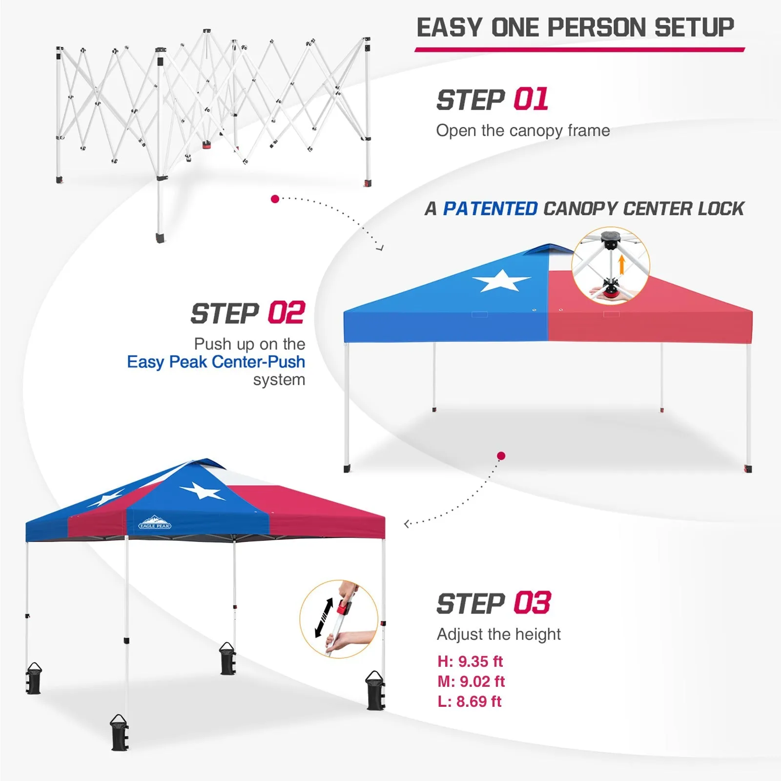 Easy Setup Straight Leg 10x10 Pop Up Canopy Tent w/ 100 sqft of Shade