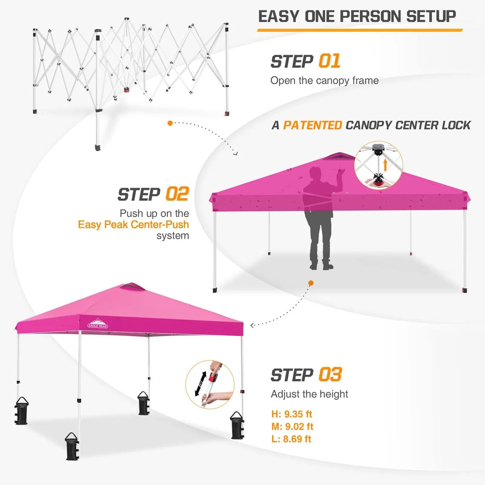Easy Setup Straight Leg 10x10 Pop Up Canopy Tent w/ 100 sqft of Shade