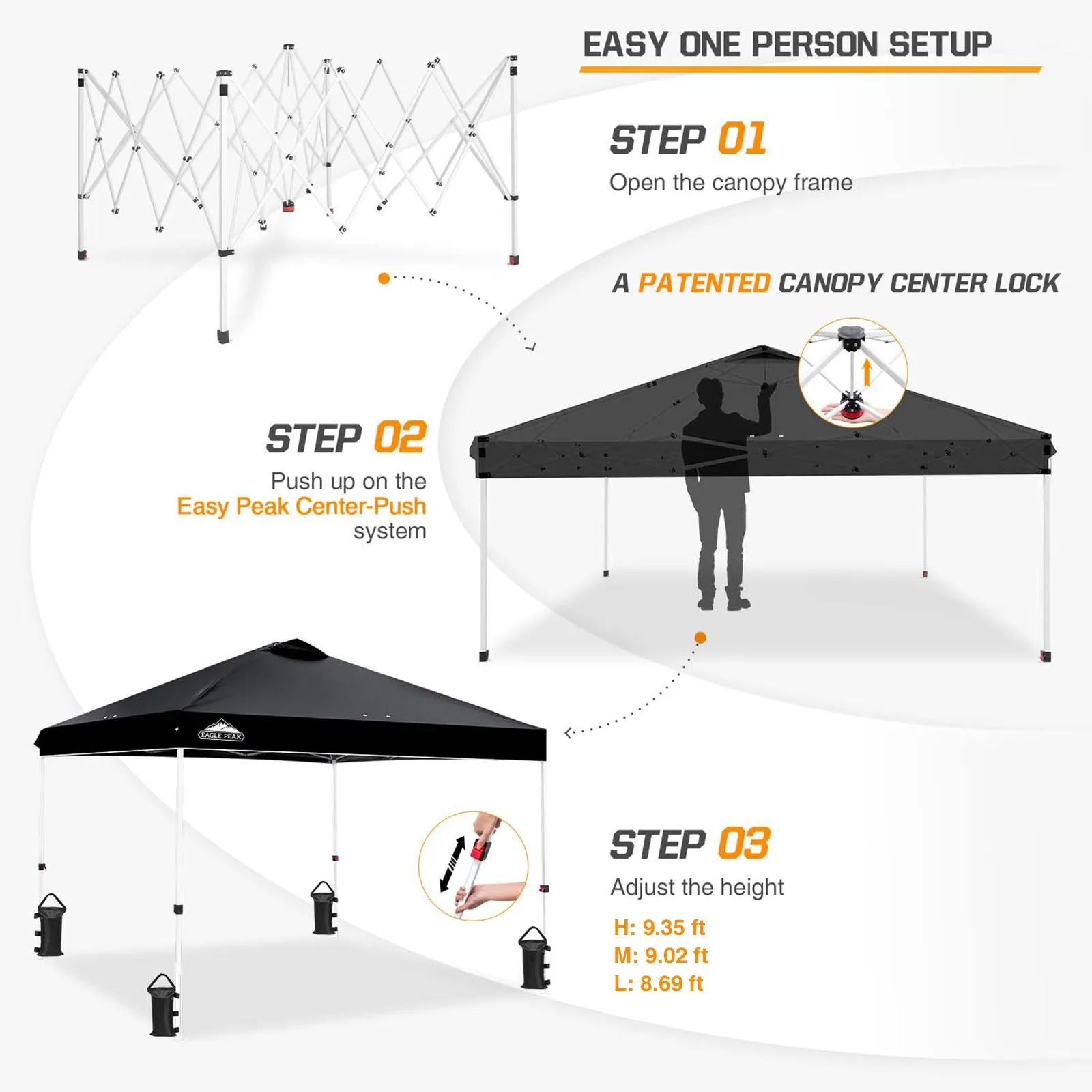 Easy Setup Straight Leg 10x10 Pop Up Canopy Tent w/ 100 sqft of Shade