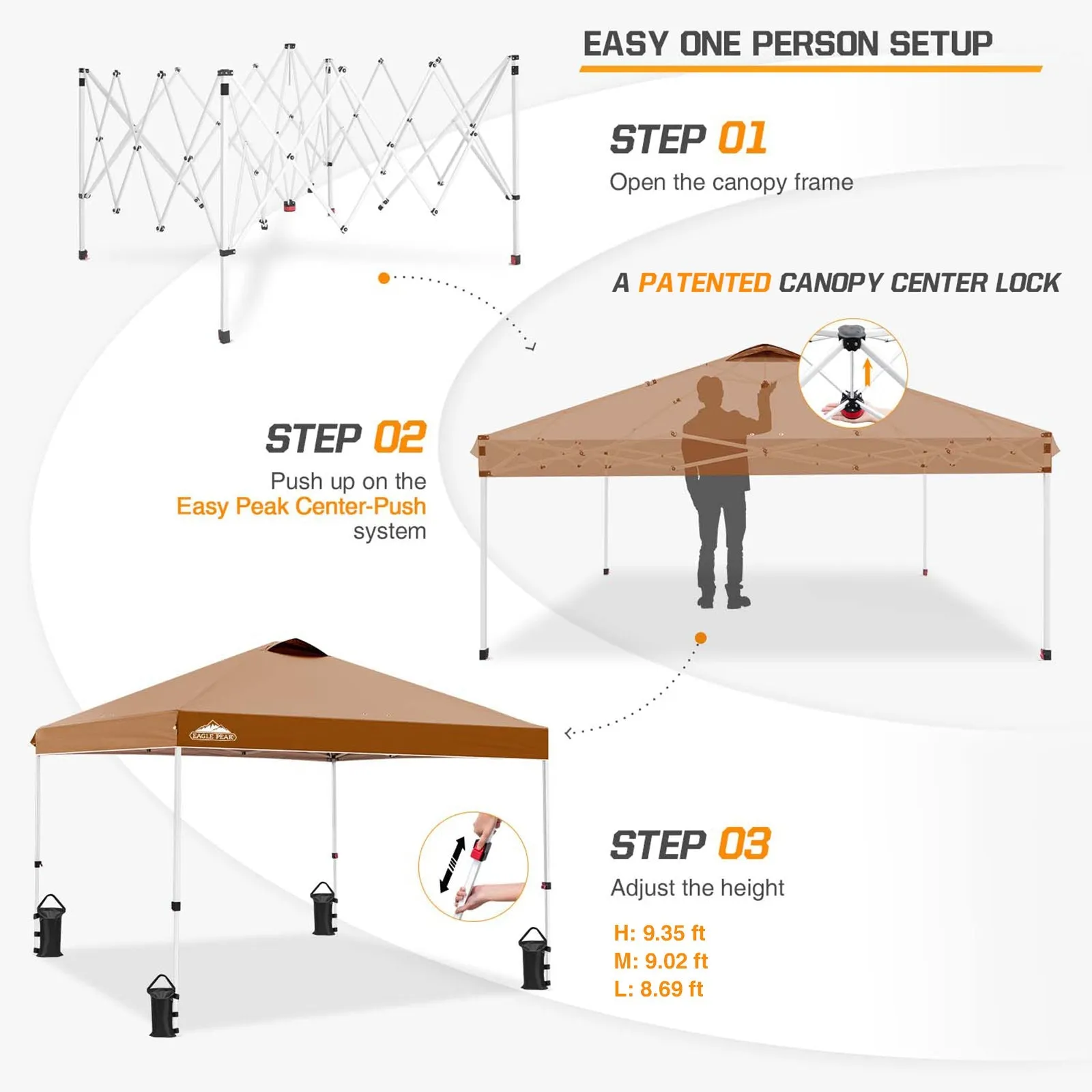 Easy Setup Straight Leg 10x10 Pop Up Canopy Tent w/ 100 sqft of Shade