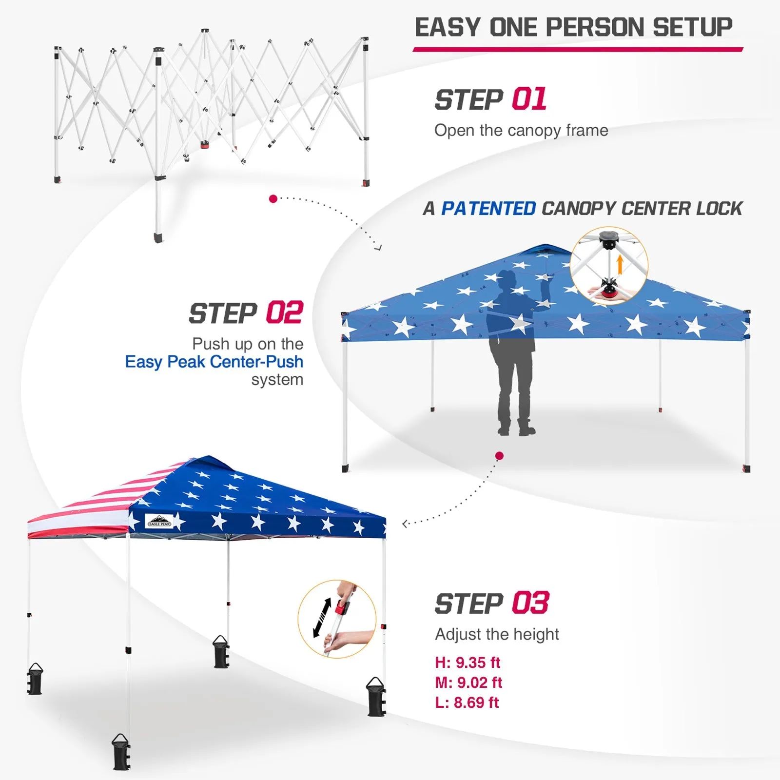 Easy Setup Straight Leg 10x10 Pop Up Canopy Tent w/ 100 sqft of Shade