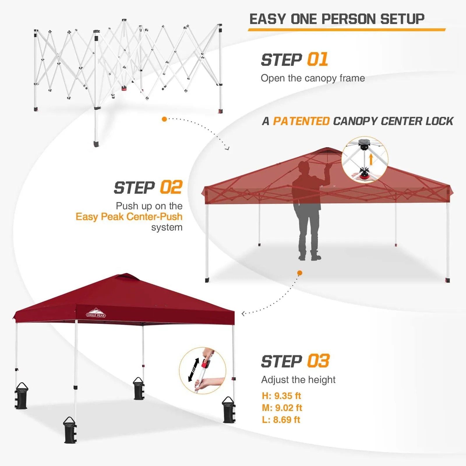 Easy Setup Straight Leg 10x10 Pop Up Canopy Tent w/ 100 sqft of Shade