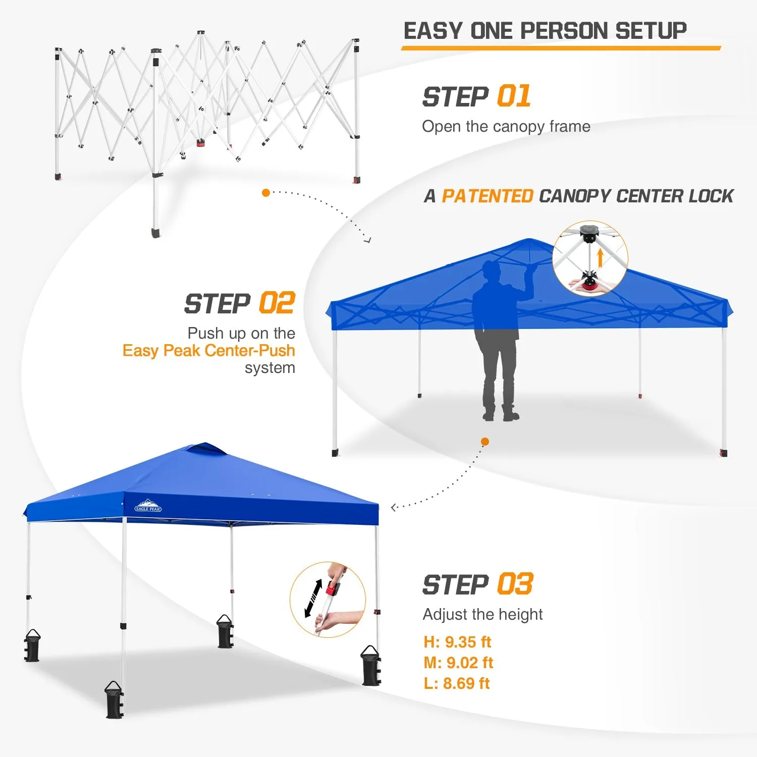Easy Setup Straight Leg 10x10 Pop Up Canopy Tent w/ 100 sqft of Shade