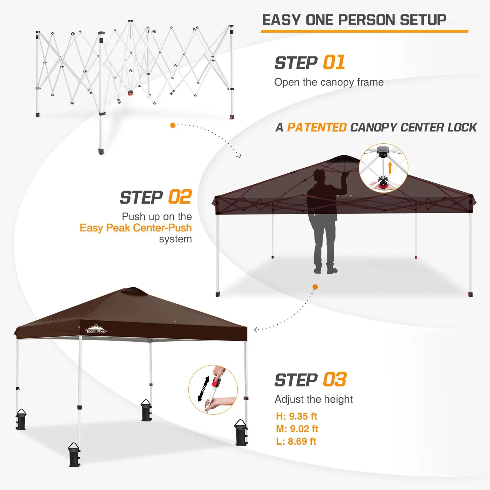 Easy Setup Straight Leg 10x10 Pop Up Canopy Tent w/ 100 sqft of Shade