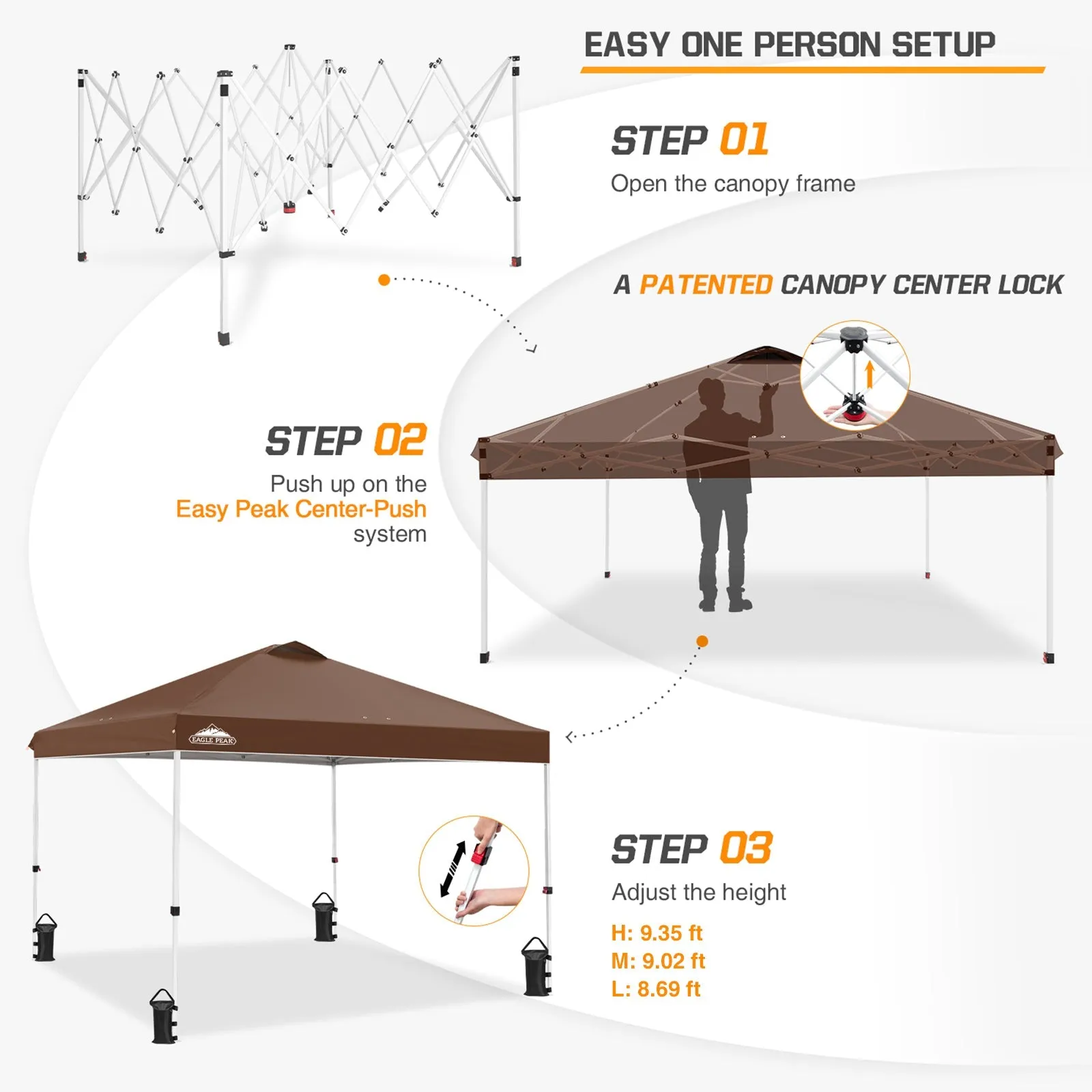Easy Setup Straight Leg 10x10 Pop Up Canopy Tent w/ 100 sqft of Shade