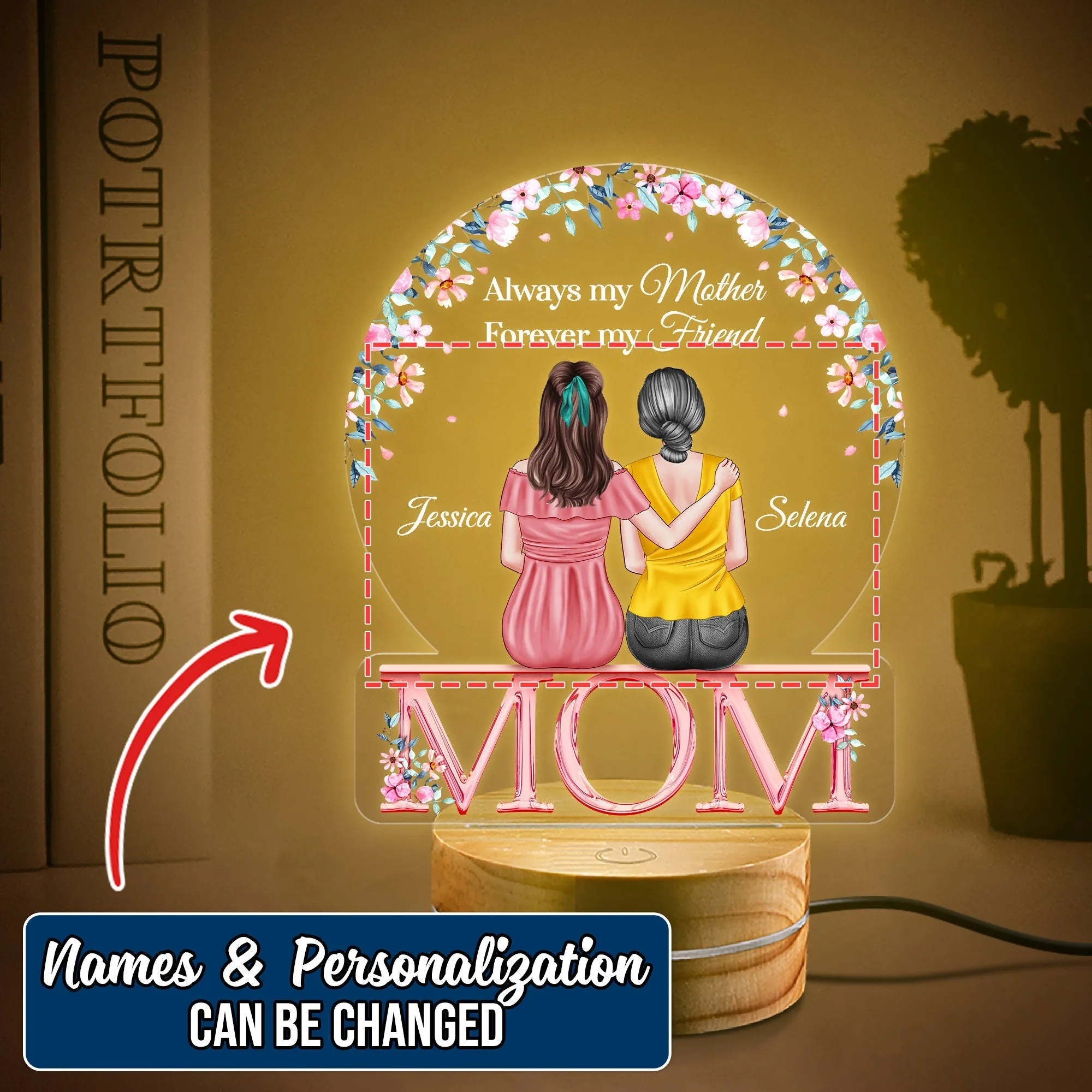 Personalized Mom Night Light First My Mother Forever My Friend, Mother's Day Gift from Daughter, Custom 3D Lamp Light, Birthday Gift for Mum