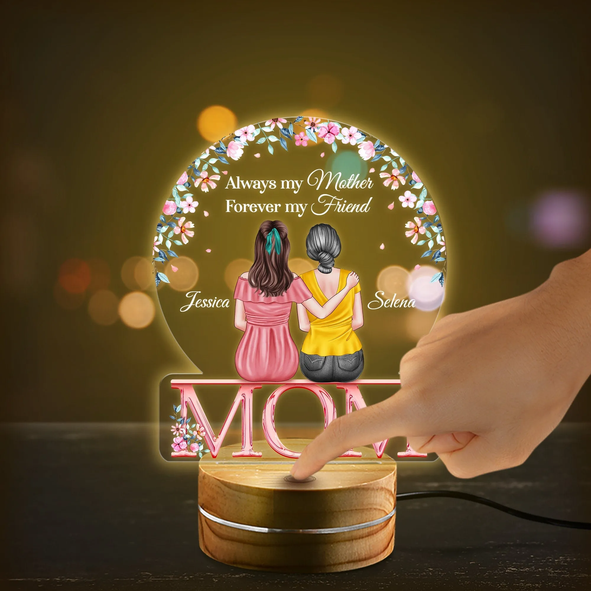 Personalized Mom Night Light First My Mother Forever My Friend, Mother's Day Gift from Daughter, Custom 3D Lamp Light, Birthday Gift for Mum