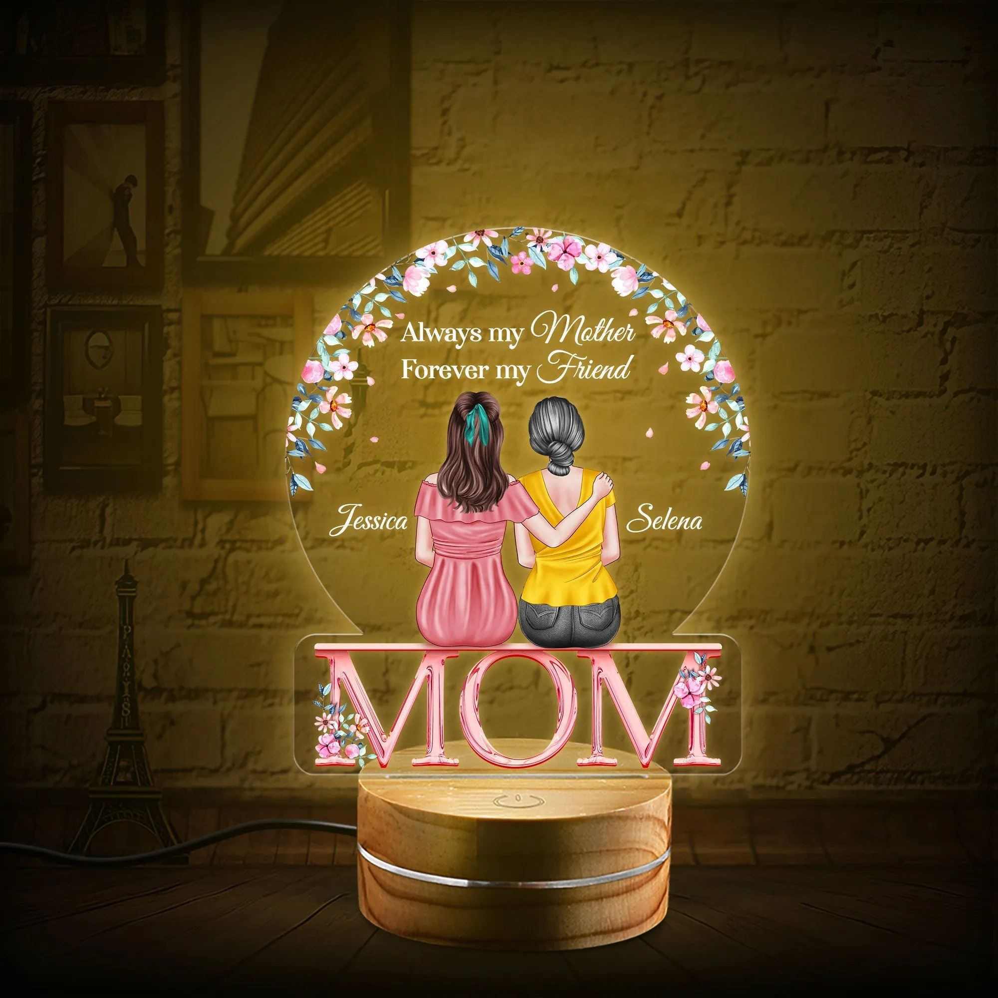 Personalized Mom Night Light First My Mother Forever My Friend, Mother's Day Gift from Daughter, Custom 3D Lamp Light, Birthday Gift for Mum
