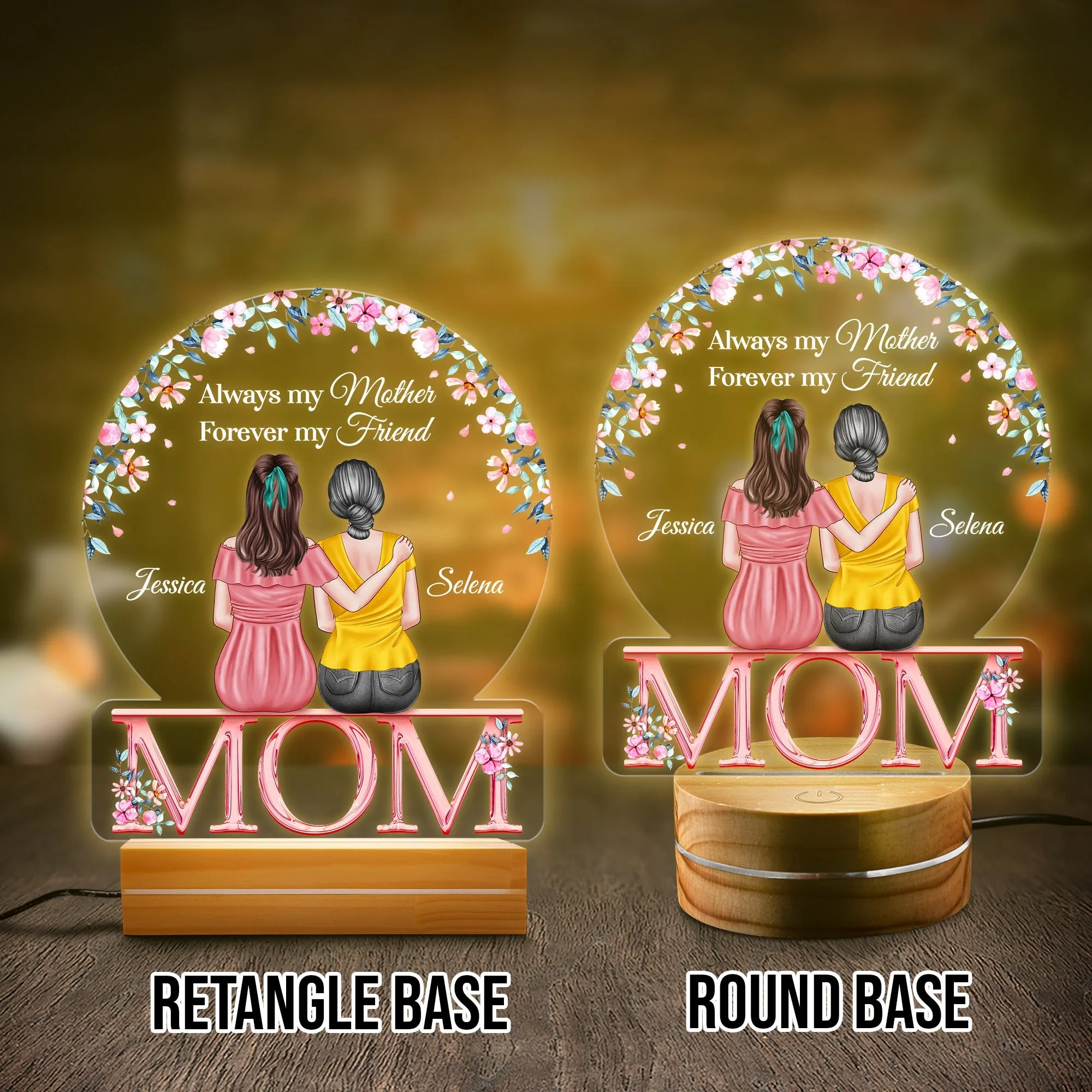 Personalized Mom Night Light First My Mother Forever My Friend, Mother's Day Gift from Daughter, Custom 3D Lamp Light, Birthday Gift for Mum