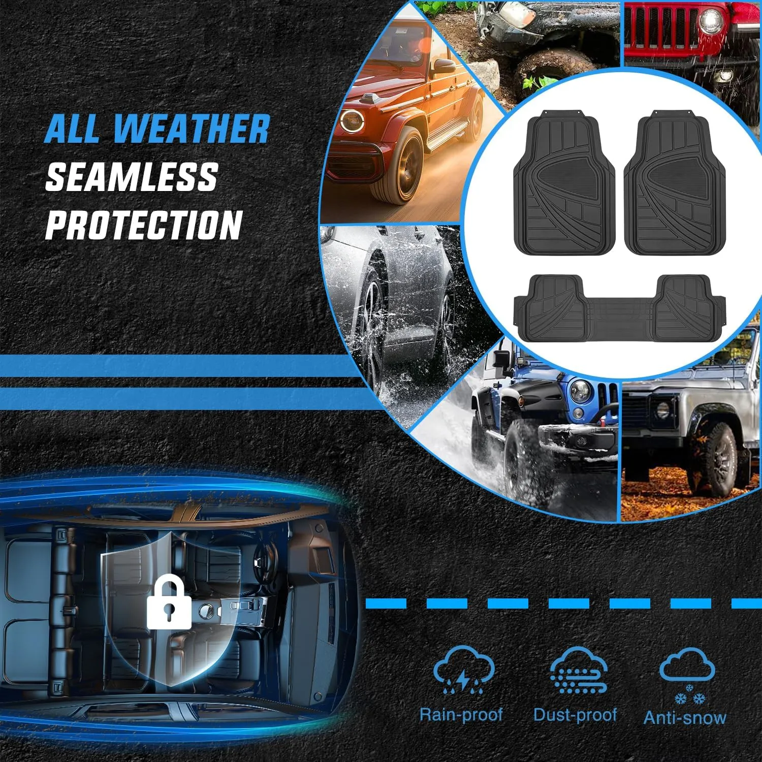 Universal Fit PVC Floor Mats 3 Packs