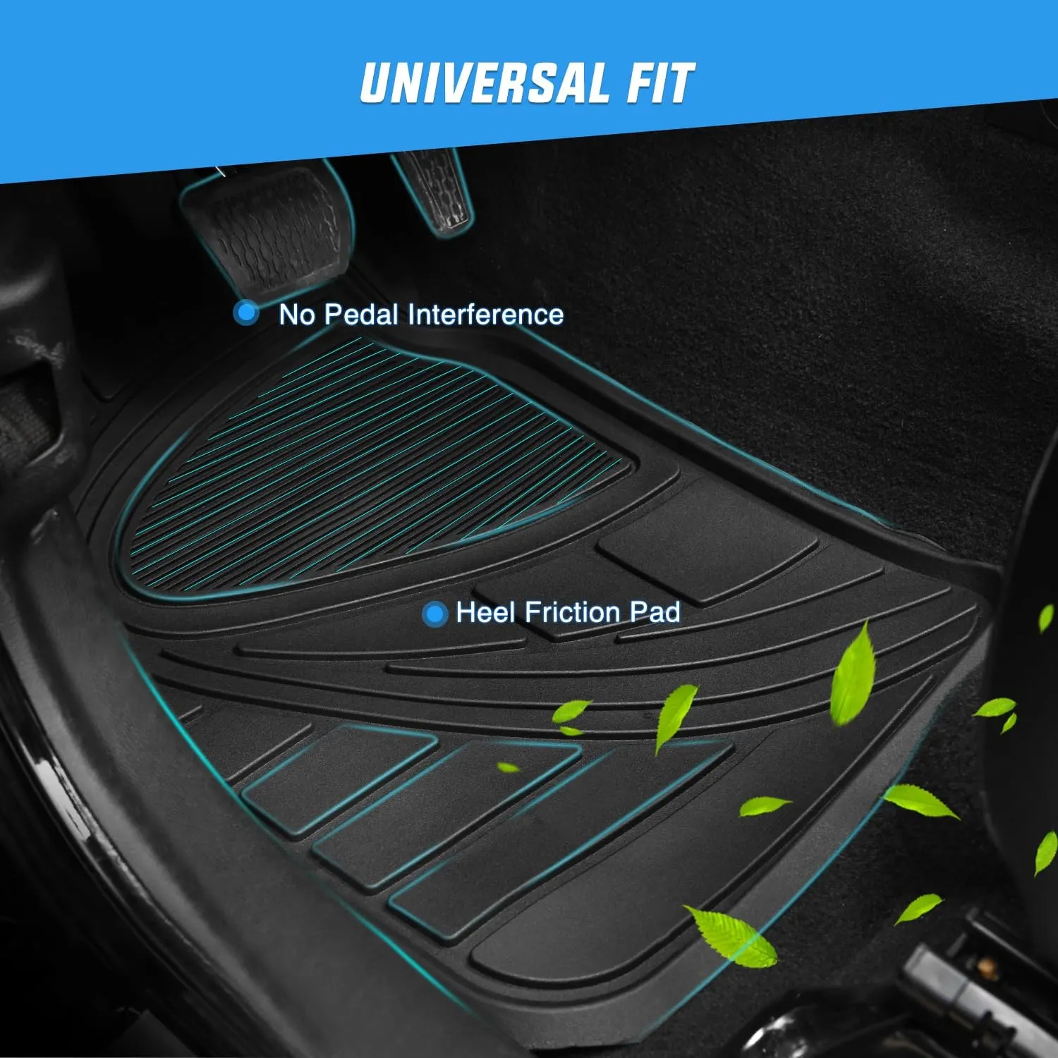 Universal Fit PVC Floor Mats 3 Packs