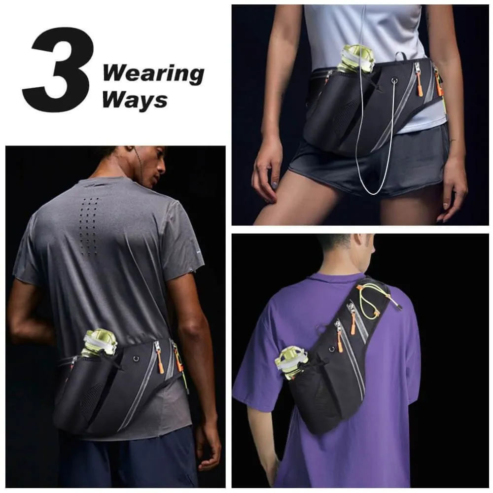 Vbiger Running Belt Waterproof Fanny Pack with Water Bottle Pocket and Adjustable Strap
